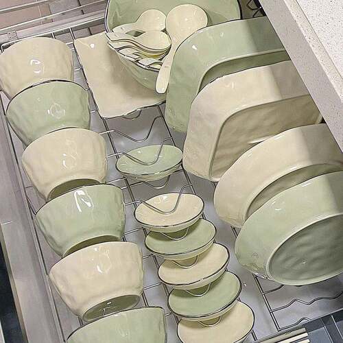 奶油色碗碟套装家用2025新款餐具盘子碗筷感陶瓷碗碟新居琴萱