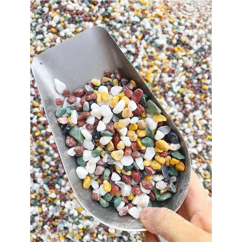 天然彩色五彩石景观铺面园艺水族石子透水地坪彩色粘胶石