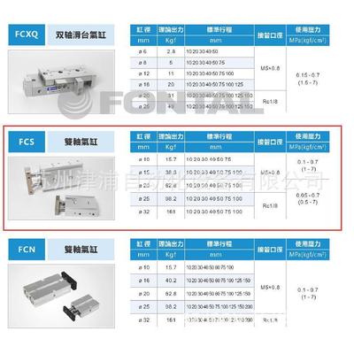 气缸双轴气缸标准气缸FCS10-10-S鸿达