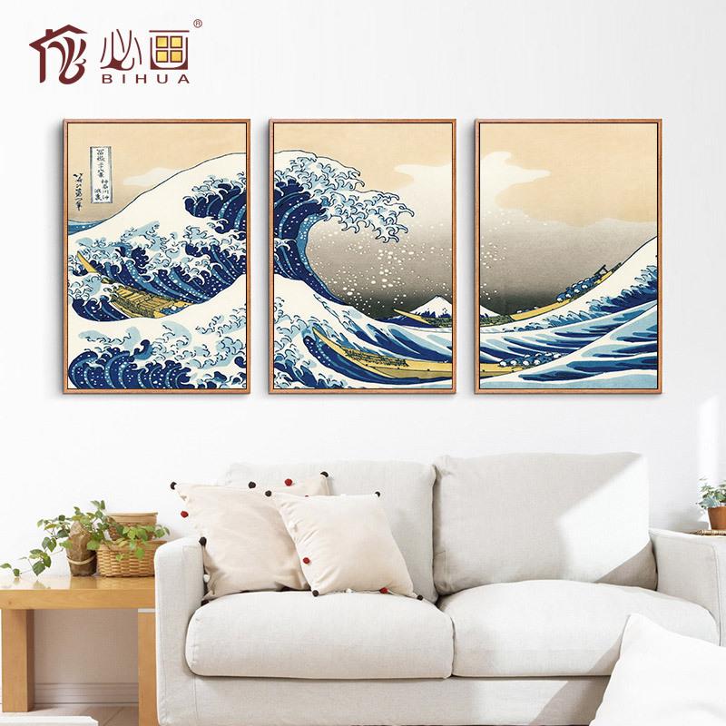 新中式客厅装饰画三联有框挂画乘风破浪书房壁画工厂画