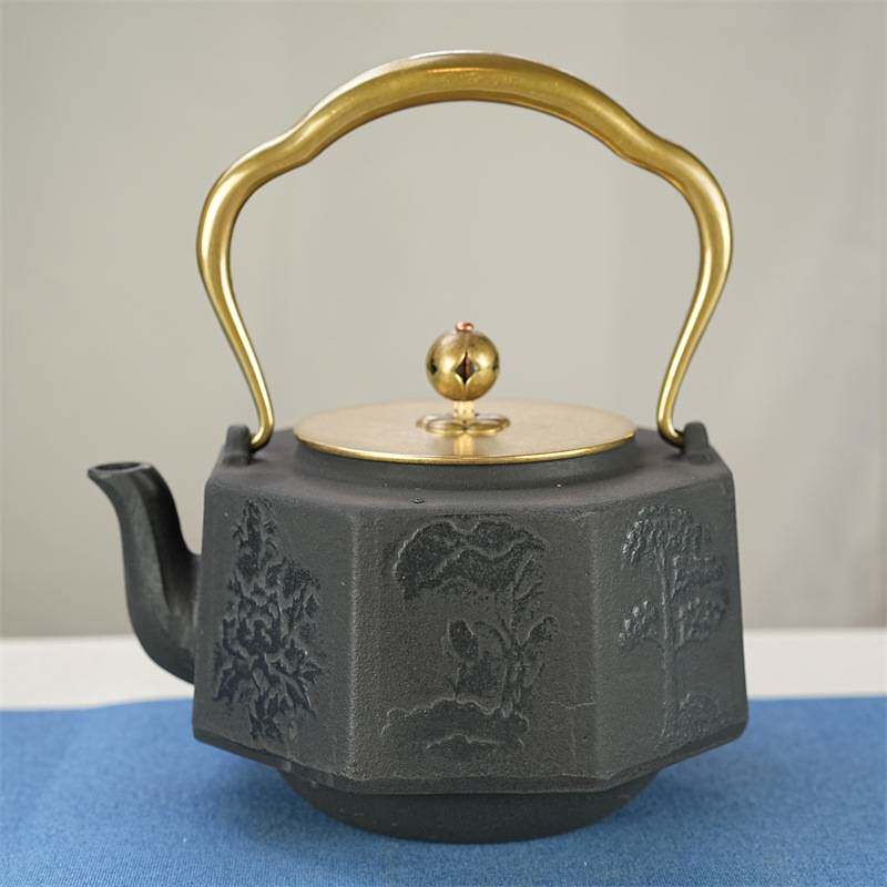 八角壶铸铁壶中式家用煮水泡茶手工铁茶壶养生铁壶茶具电陶炉套装