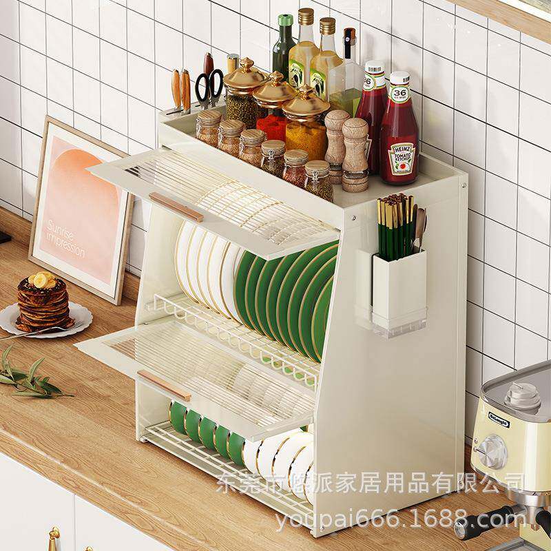 厨房碗碟收纳架小型家用放碗柜盒2025新款简易碗筷防尘沥水架台面