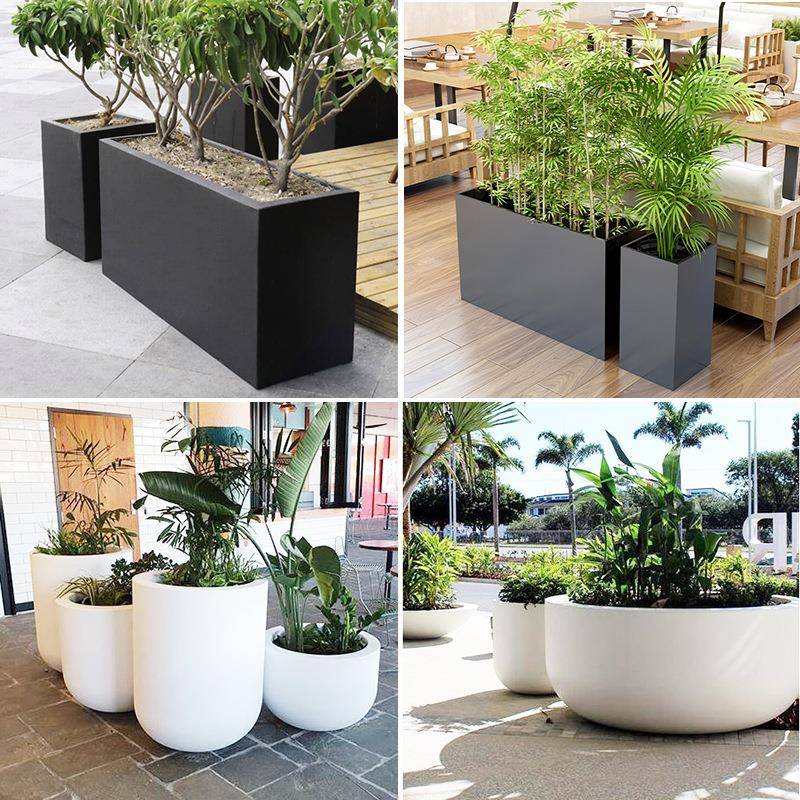 玻璃钢花箱长条花盆圆形户外景观花钵广场公园林市政街区种植花槽