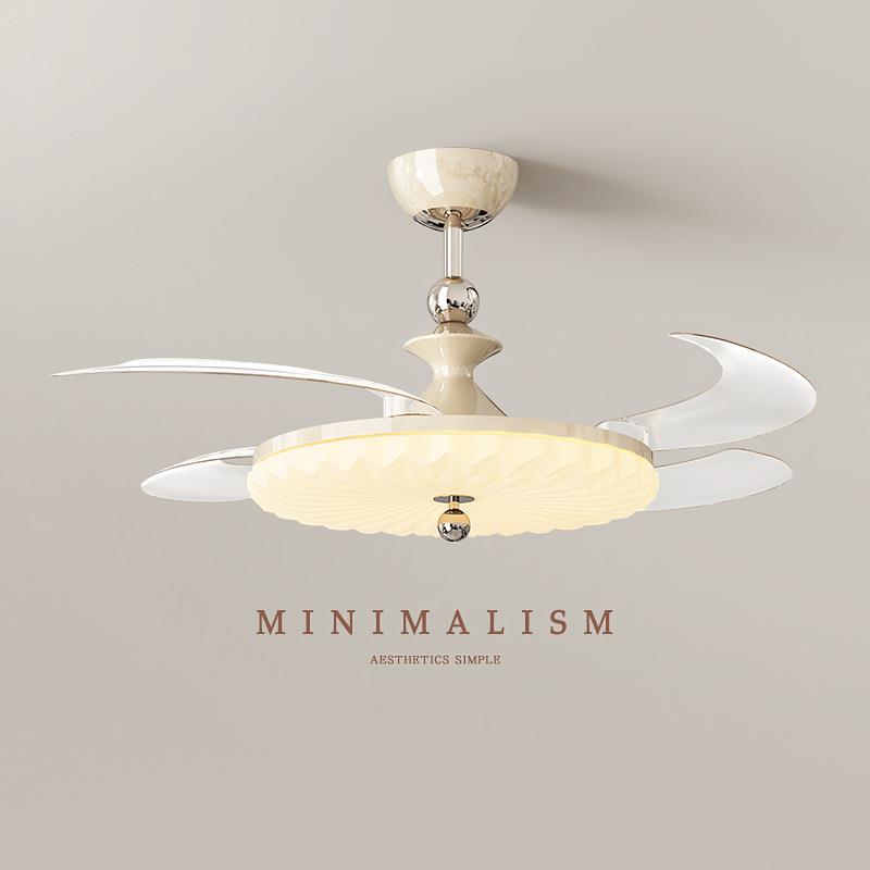 餐厅隐形风扇灯中古风吸顶灯复古新中式静音超薄大风力卧室吊扇灯