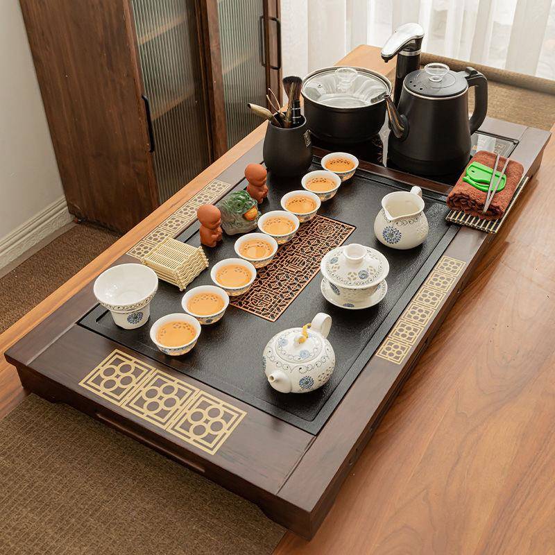 全自茶整套五福动大号茶盘台一茶套具装家用客厅办公烧水壶防烫体