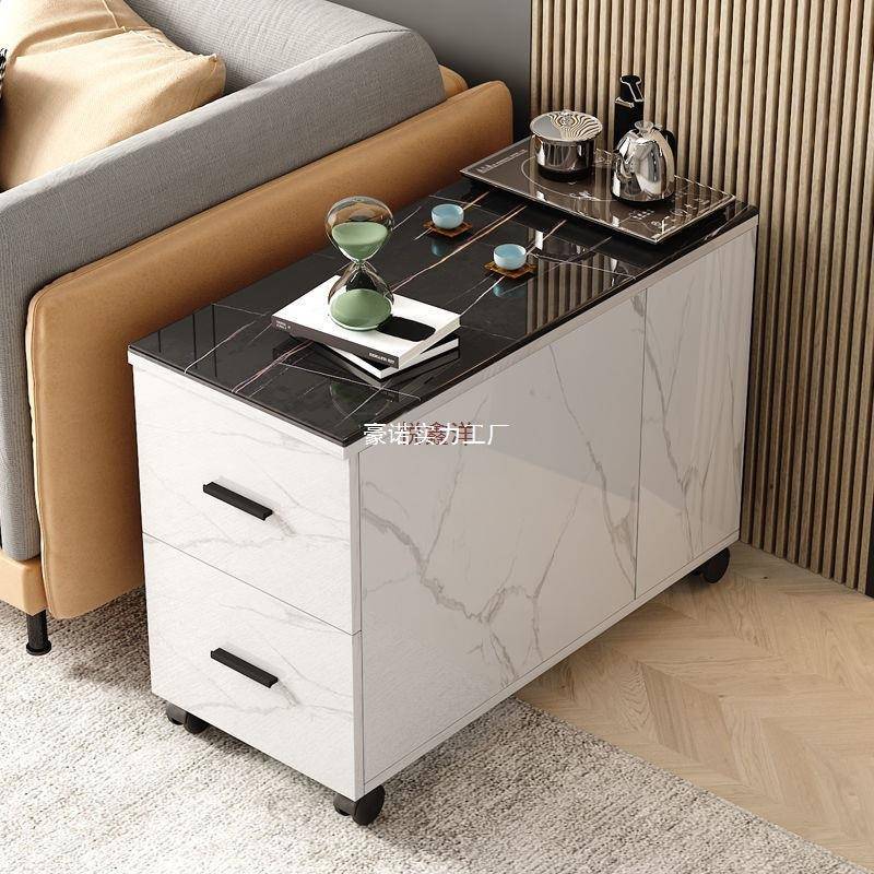 沙发边柜轻奢仿岩板客厅移动边角几简约现代茶几柜侧边储物收纳柜