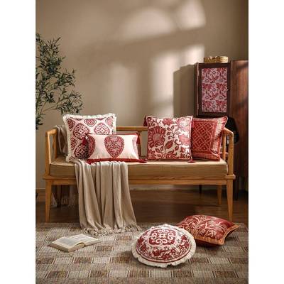 A6L亚尼沙抱枕靠垫装饰沙发客厅红色婚庆靠枕新中式床头靠背腰枕