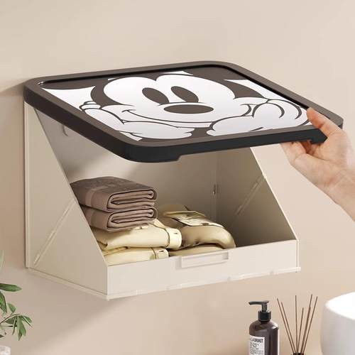 A9L浴室壁画置物架洗澡放干净衣服防水折叠壁挂收纳架卫生间柜子