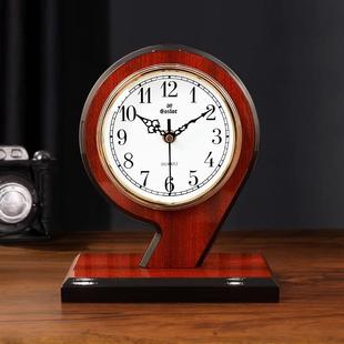 中式复古实木座钟摆台式客厅桌面时钟摆件家用中古风装饰台钟坐表