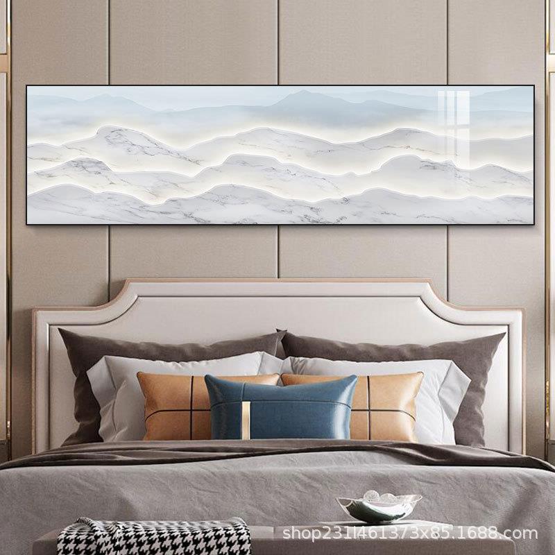 水墨山水装饰画抽象条纹客厅办公室壁画现代简约卧室床头背景挂画