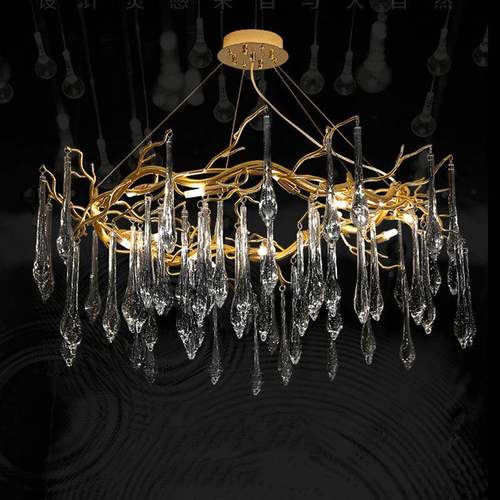后现代美式轻餐厅网红大气法式客厅卧室玻璃树枝灯水晶吊灯