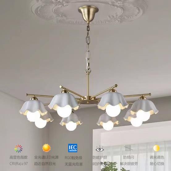 中古客厅吊灯吸顶灯轻奢大气高档宫殿全铜陶瓷灯具餐厅主卧室灯