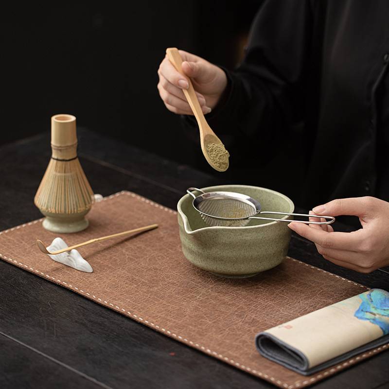 陶瓷抹茶碗抹茶套装7件套日式绿带嘴茶筅百本立茶筅立茶具