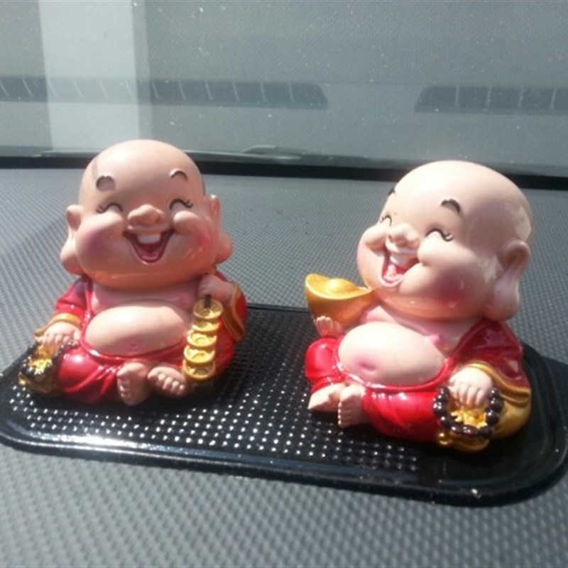 Q版彩陶财神关公汽车内饰品创意可爱G好运来公仔车载摆件佛保平安