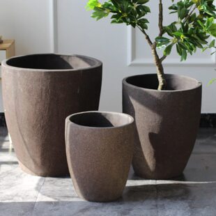 加厚花盆方形圆形北欧大码瘦高花盆素烧简约粗陶景观防冻盆大号
