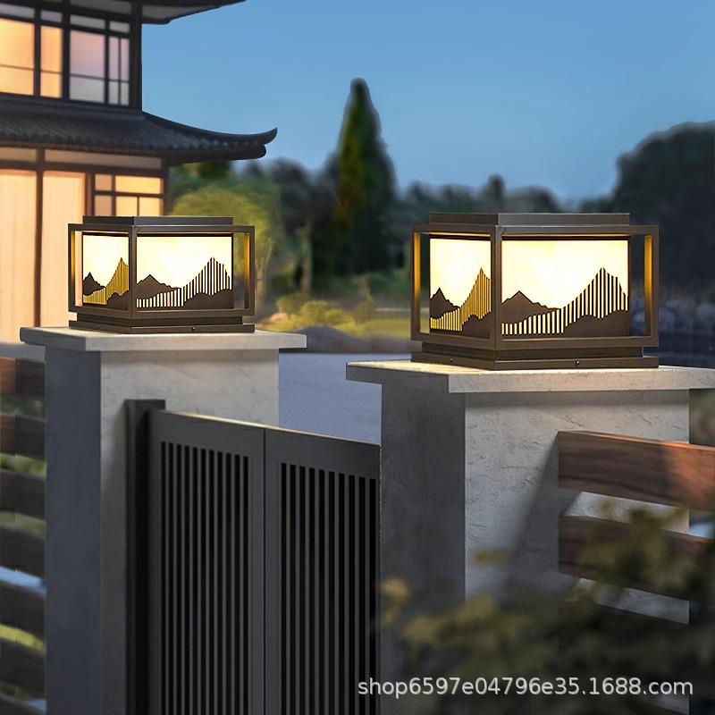 不锈钢太阳能柱头灯户外防水别墅庭院门柱灯家用大门围墙灯墙头灯