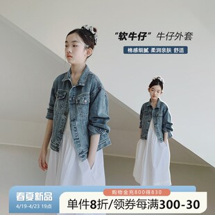 女大童牛仔外套2025春装新款初中生女孩儿童时髦复古短款牛仔上衣