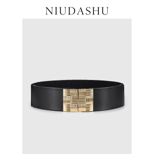 春夏皮带女真皮装 小众弹力挂钩时髦腰封配外套腰带 饰头层牛皮韩版