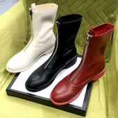 马丁靴女白色短靴子英伦风2022新款 中筒guidi鬼帝前拉炼百搭倒靴