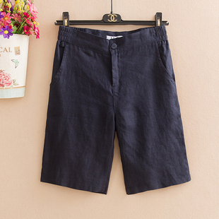 女直筒裤 亚麻五分裤 显瘦麻料短裤 宽松棉麻中裤 2021夏季 休闲裤 新款