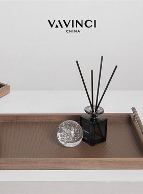 梵其简约c现代木质几何托盘卧室衣帽间香薰首饰收纳盘样板房装饰