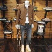 秋装 外套春秋潮流男夹克 长袖 拼接立领男夹克青年帅气工装 风修身