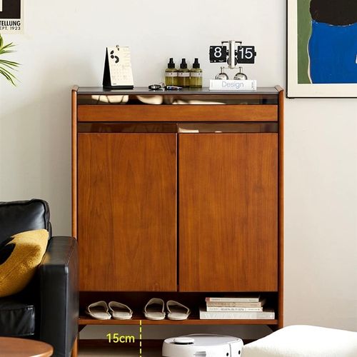 北欧实木鞋柜家用小户型入户门口隔断玄关L置物大容量收纳储物柜