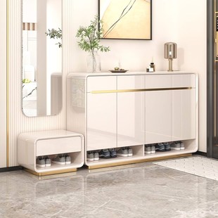 钢琴烤漆a入户门口鞋柜带抽屉带换鞋凳四门四抽2023新款鞋柜收纳