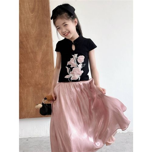 铃兰花小众设计新中式重工贴布绣针织旗袍上衣 亲子