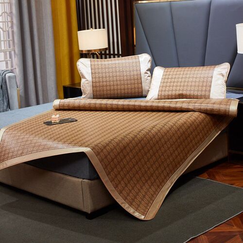 夏季藤席三件套可折叠双面席冰丝御蔓藤席夏凉席空调席凉席子