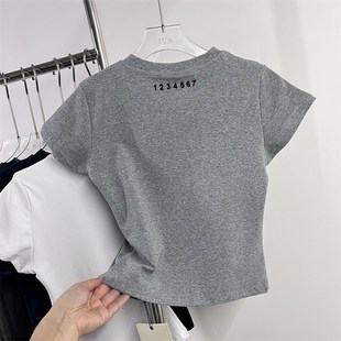 修身 元 T恤女 百搭圆领纯色短袖 显瘦正肩纸片人上衣 熙6068春夏新款