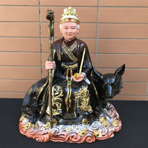 新款树脂黑e老太太像体铁刹山黑妈妈像凤冠像体黑姥姥佛像摆件