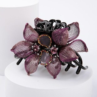 高端铜丝发饰花朵发夹2025新款网红手工编织抓夹高级感气质马尾夹