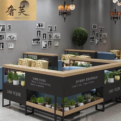 新品办公室隔断花槽柜花r架屏风隔断铁艺置物架落地V饭厅卡座隔断