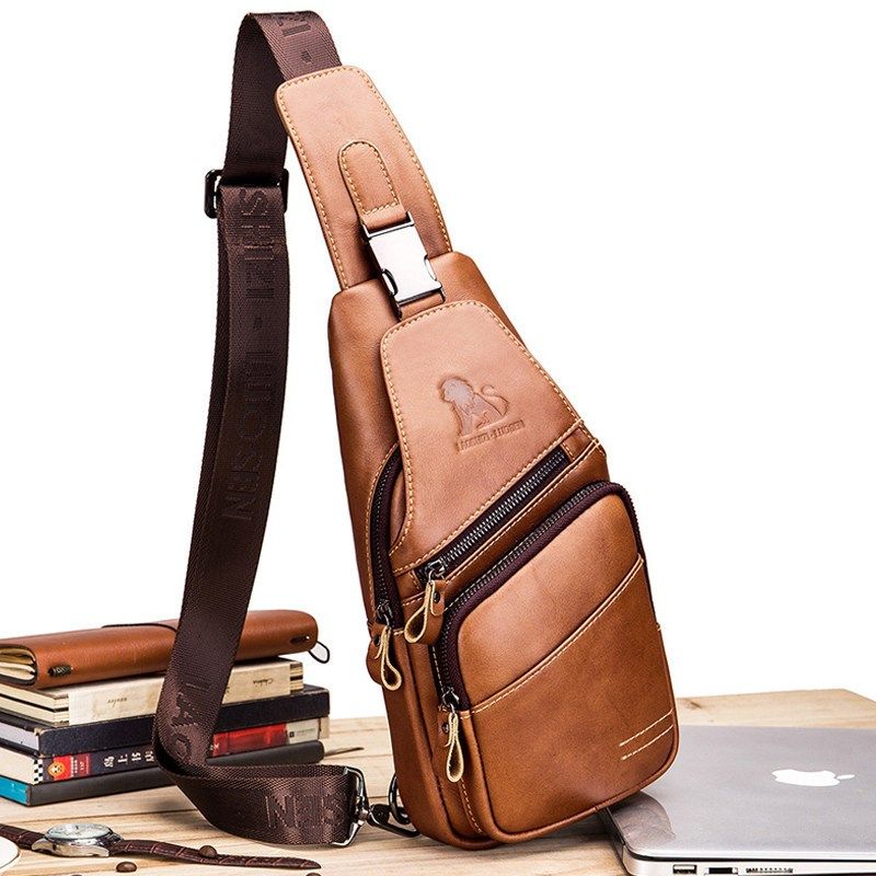 2025新款胸前包头层牛皮男包包男士胸包时尚真皮斜挎包男款高级感,箱包皮具/热销女包/男包,胸包,淘宝优惠券,粉丝福利购,淘宝优惠卷