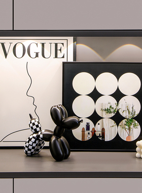 现代玄关装饰画摆件入户客厅鞋柜桌面装饰品电视柜黑白简约高级感