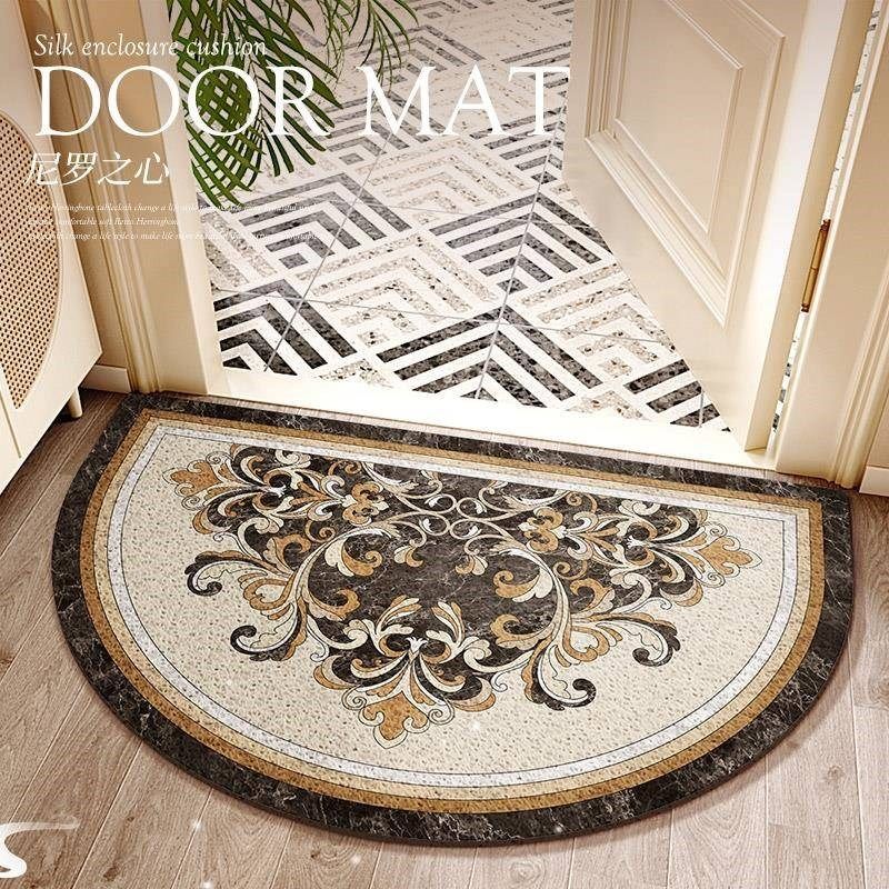 美式半圆丝圈地垫入户门户进门垫子大门口脚垫欧式入户地毯高级感