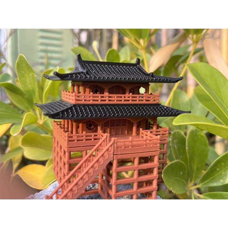 中式吊脚楼书房亭子模型摆件假山造景微景观吸水石水陆缸盆景建筑