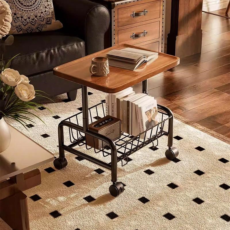 沙发边几可移动客厅小推车置物架带轮奶油风小茶几家用简易小桌子