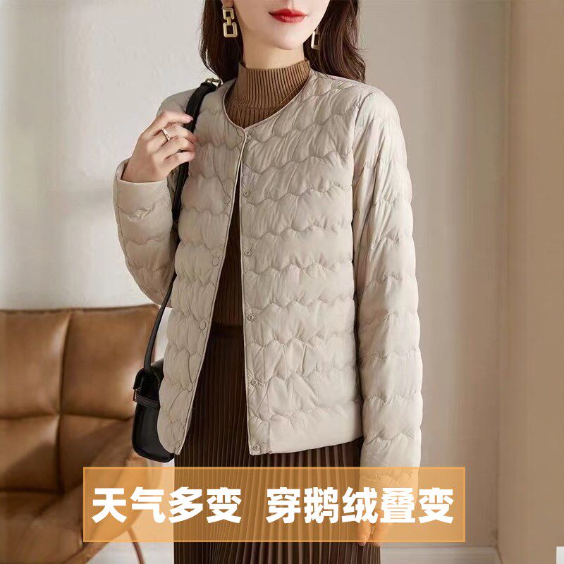 白鹅绒羽绒服女短款小个子轻便大衣内搭打底叠穿校服神器秋冬外套