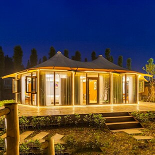 住宿酒店式帐篷户外露p营民宿观景房两室一厅膜结构篷房会议帐篷