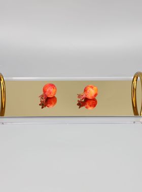 欧式创意不锈钢亚克力把手托盘楼部桌面卧室客厅餐厅酒店饰品摆件