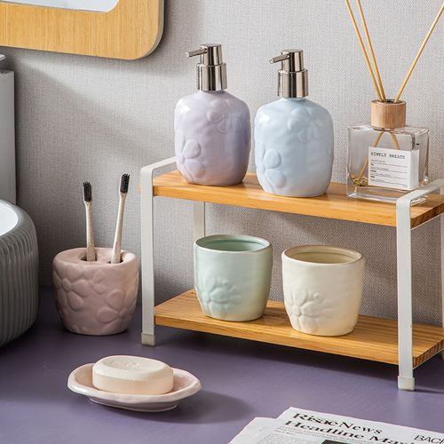 卫浴四件套陶瓷牙杯漱口杯高颜值可爱北欧简约家用浴室洗漱杯套装