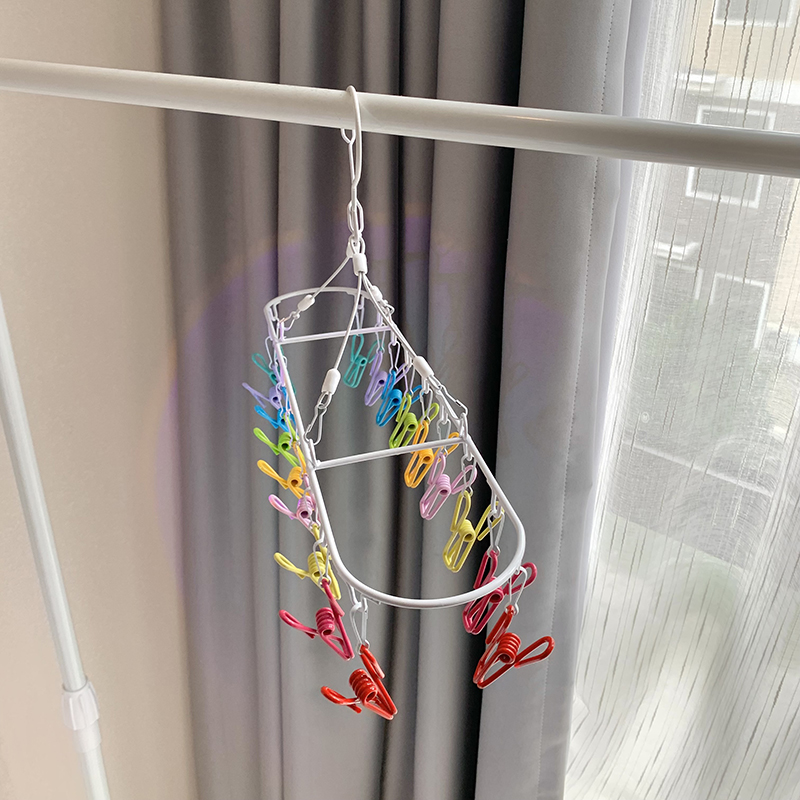 彩色多夹子晾衣架家用省空间学生儿童晒袜子防风宿舍神器挂钩袜夹