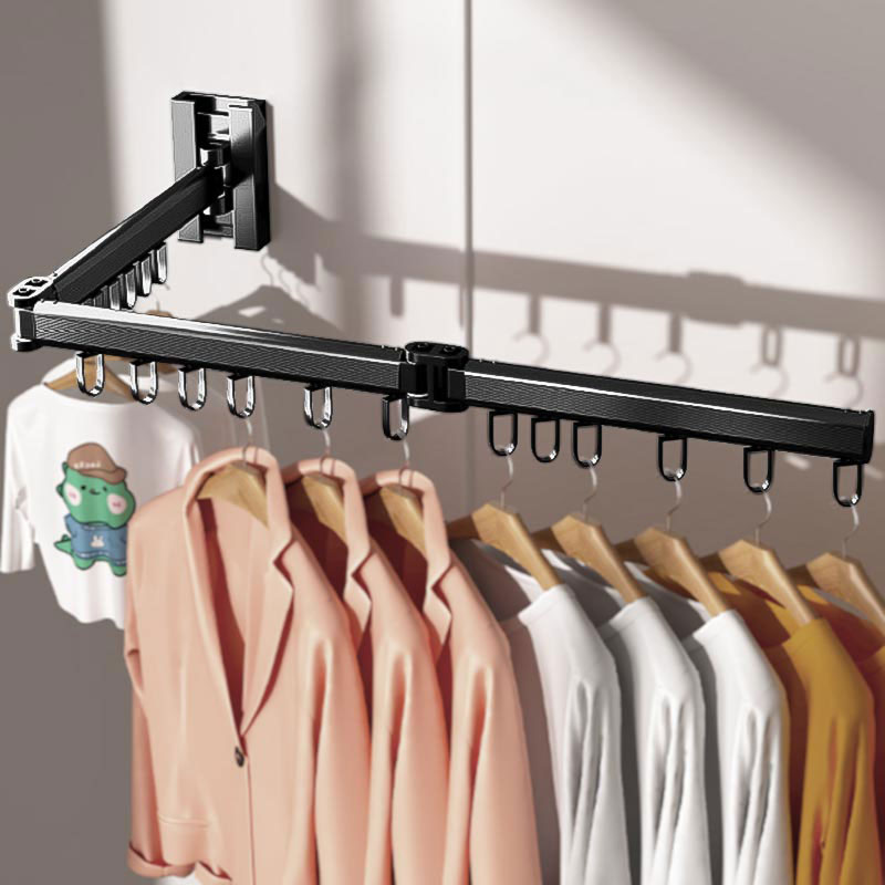 折叠晾衣架阳台伸缩凉衣杆免打孔壁挂式晒衣架窗户晒被子室外隐形