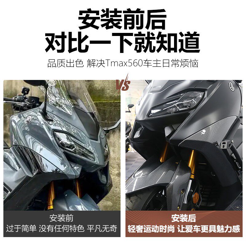 适用于23-25款TMAX560改装件车头侧面板保护盖碳纤纹外壳装饰贴件