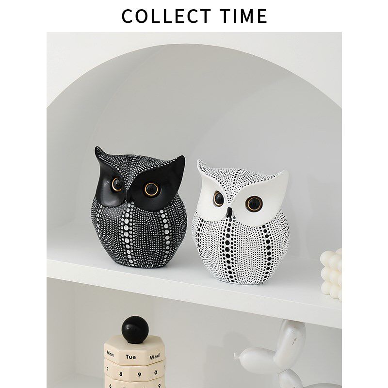 ins现代猫头鹰树脂摆件客厅家居办公室装饰品桌面迷你动物小摆件