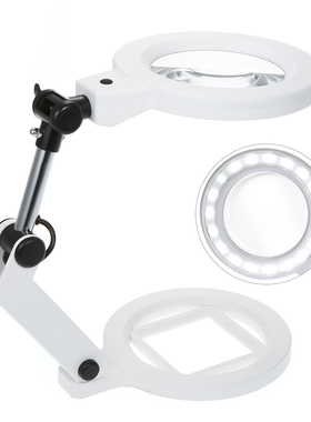 138mm大镜面充电/电池两用高清大镜片22个LED灯台式双倍率放大镜