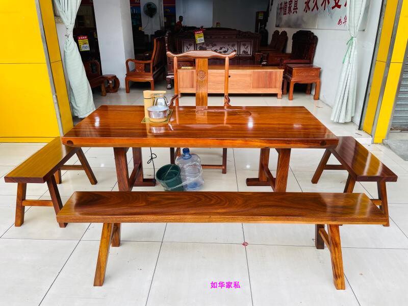进口非洲花梨木大板茶桌奥坎大板茶桌进口红木1.8米长方实木功夫