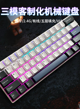 【三模无线-真机械】VRTK61键客制化蓝牙机械键盘全键热拔插RGB
